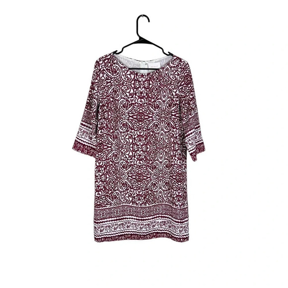 Skies Are Blue Paisley Red White Shift Dress Women’s Small - Picture 1 of 4